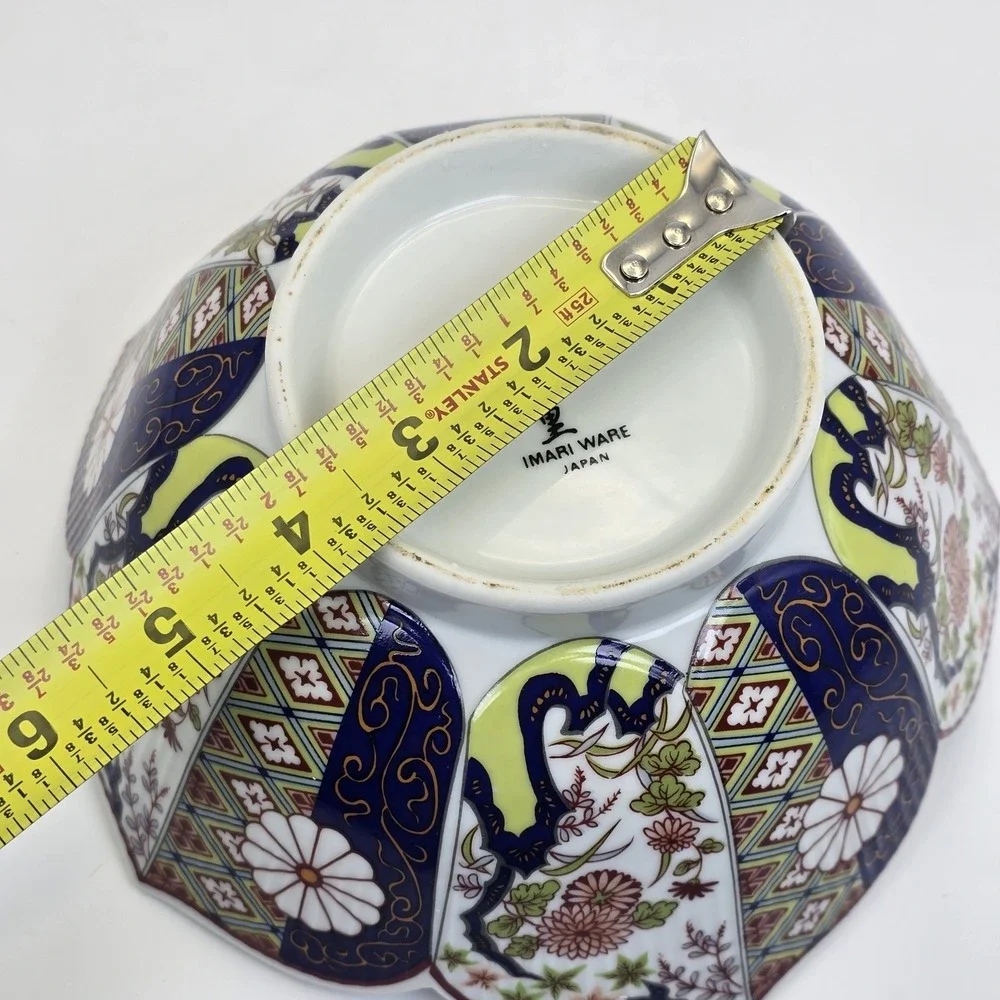 Vintage Imari Ware Japan Scalloped Porcelain Serving Bowl Gold Trim Floral 8